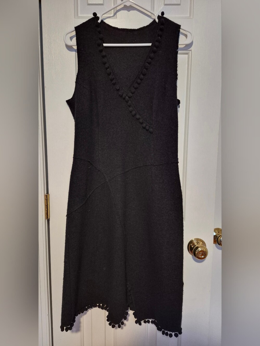 Astuces (France) 100% wool  Asymmetrical Black Dress